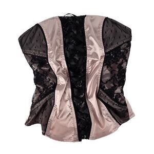Y2K Charlotte Russe Coquette Corset Top Baby Pink Black Lace Grungefairy Medium